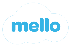 White primary logo for Mello Cannabis.
